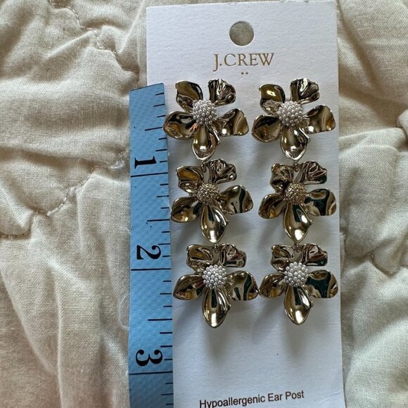 J. Crew Gold Floral Statement Dangle Earrings - Picture 5 of 5